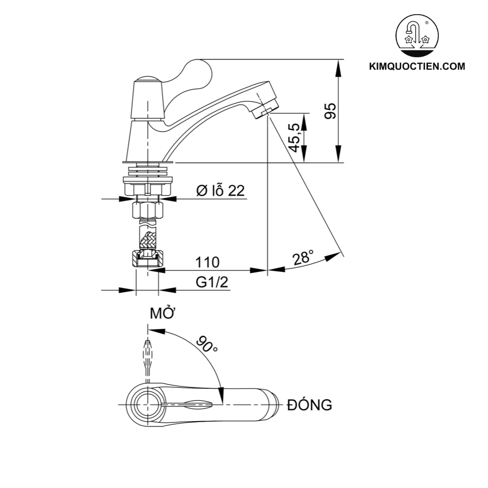 Alternative view of Vòi lavabo lạnh Luxta L1106T2