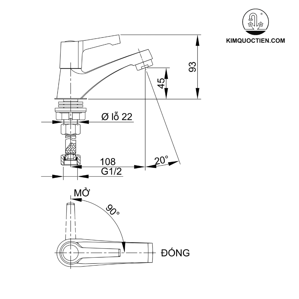Alternative view of Vòi lavabo lạnh Luxta L1108T1