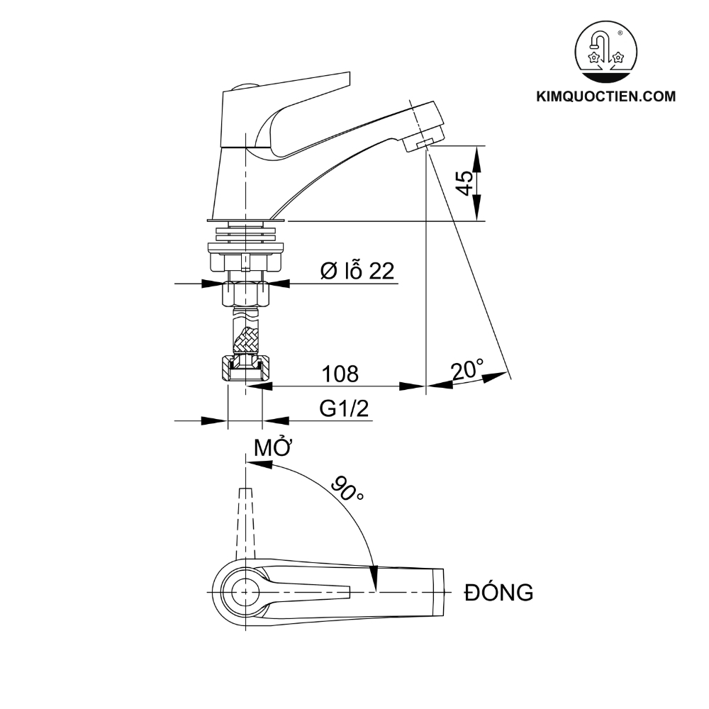 Alternative view of Vòi lavabo lạnh Luxta L1108V