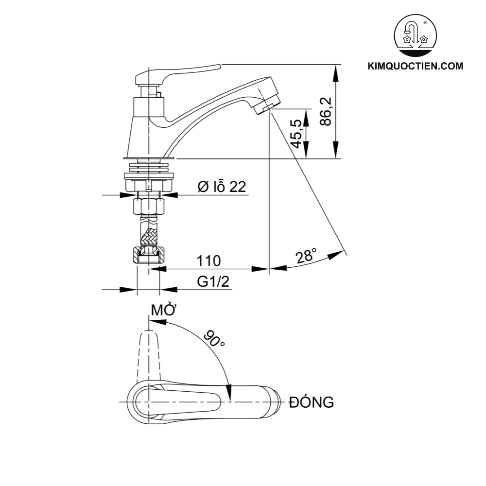 Alternative view of Vòi lavabo lạnh Luxta L1112M