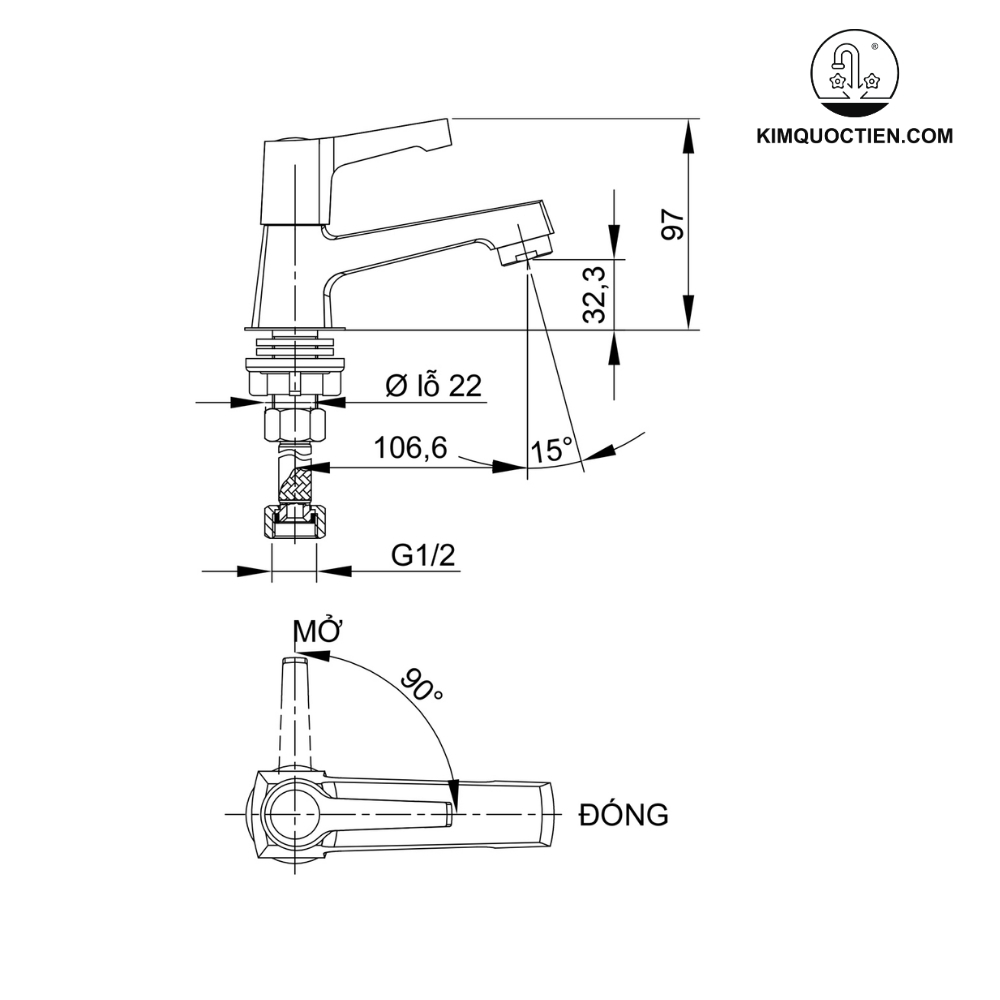 Alternative view of Vòi lavabo lạnh Luxta L1114T1