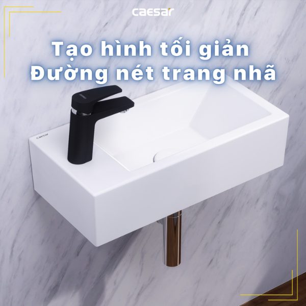 Ảnh công trình thực tế Lavabo Caesar đặt trên bàn LF5239L (Bao gồm trụ xả nắp sứ)