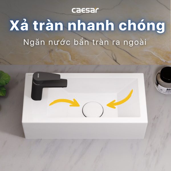 Ảnh công trình thực tế Lavabo Caesar đặt trên bàn LF5239L (Bao gồm trụ xả nắp sứ)