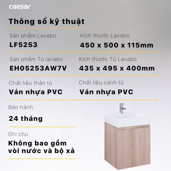 Ảnh công trình thực tế Bộ tủ lavabo Caesar LF5253/EH05253AW7V