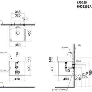 Ảnh công trình thực tế Bộ tủ lavabo Caesar LF5255/EH05255ATGV