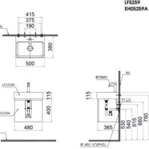 Ảnh công trình thực tế Bộ tủ lavabo Caesar LF5259/EH05259ATGV