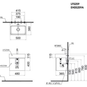 Ảnh công trình thực tế Bộ tủ lavabo Caesar LF5259/EH05259AV