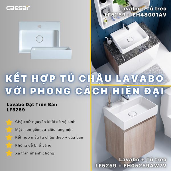 Ảnh công trình thực tế Bộ tủ lavabo Caesar LF5259/EH05259AW7V