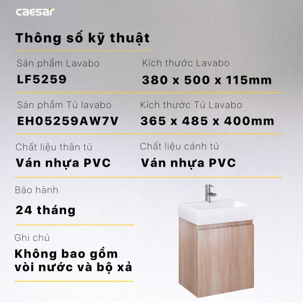 Ảnh công trình thực tế Bộ tủ lavabo Caesar LF5259/EH05259AW7V