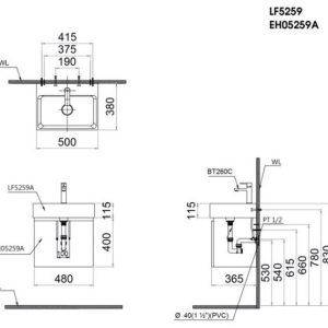 Ảnh công trình thực tế Bộ tủ lavabo Caesar LF5259/EH05259AWV