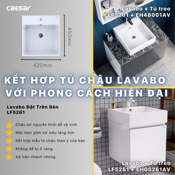 Ảnh công trình thực tế Bộ tủ lavabo Caesar LF5261+EH05261AV
