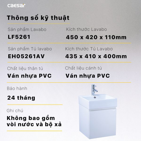 Ảnh công trình thực tế Bộ tủ lavabo Caesar LF5261+EH05261AV