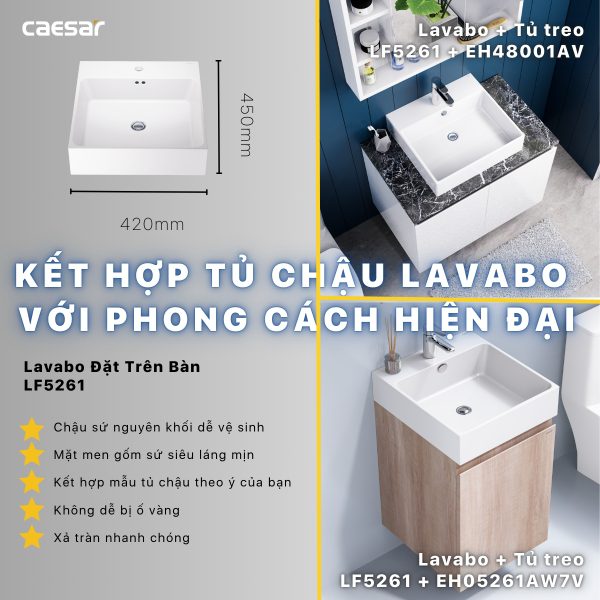 Ảnh công trình thực tế Bộ tủ lavabo Caesar LF5261+EH05261AW7V