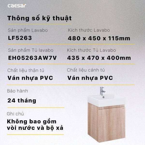 Ảnh công trình thực tế Bộ tủ lavabo Caesar LF5263/EH05263AW7V