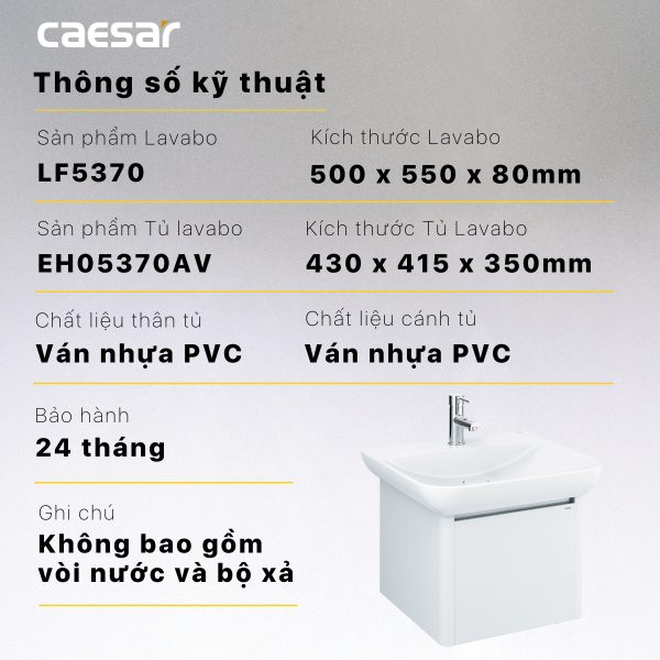 Ảnh công trình thực tế Bộ tủ lavabo Caesar LF5370/EH05370AV
