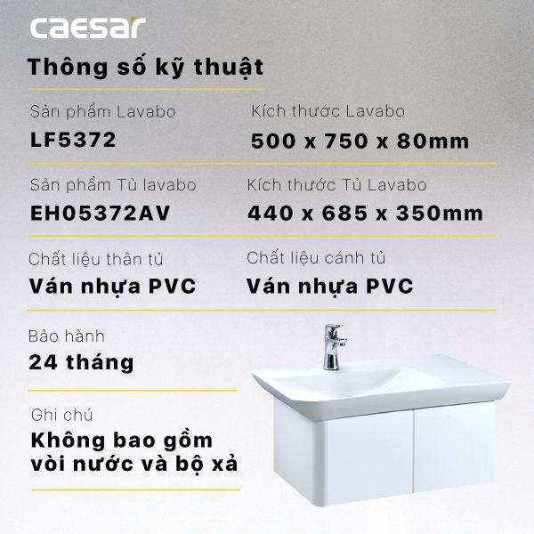 Ảnh công trình thực tế Bộ tủ lavabo Caesar LF5372/EH05372AV