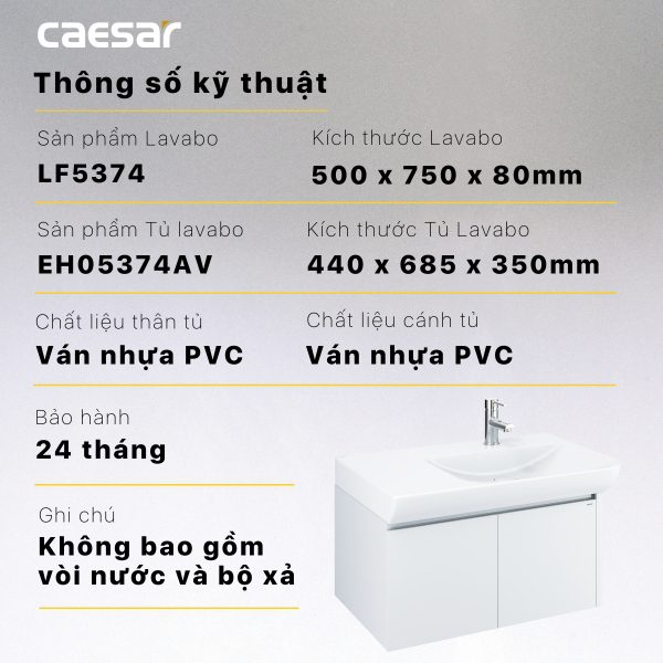 Ảnh công trình thực tế Bộ tủ lavabo Caesar LF5374/EH05374AV