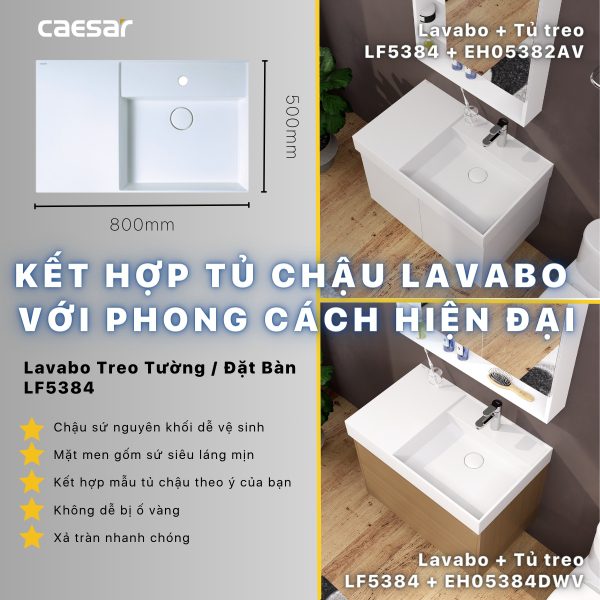 Ảnh công trình thực tế Bộ tủ lavabo Caesar LF5384/EH05382AV