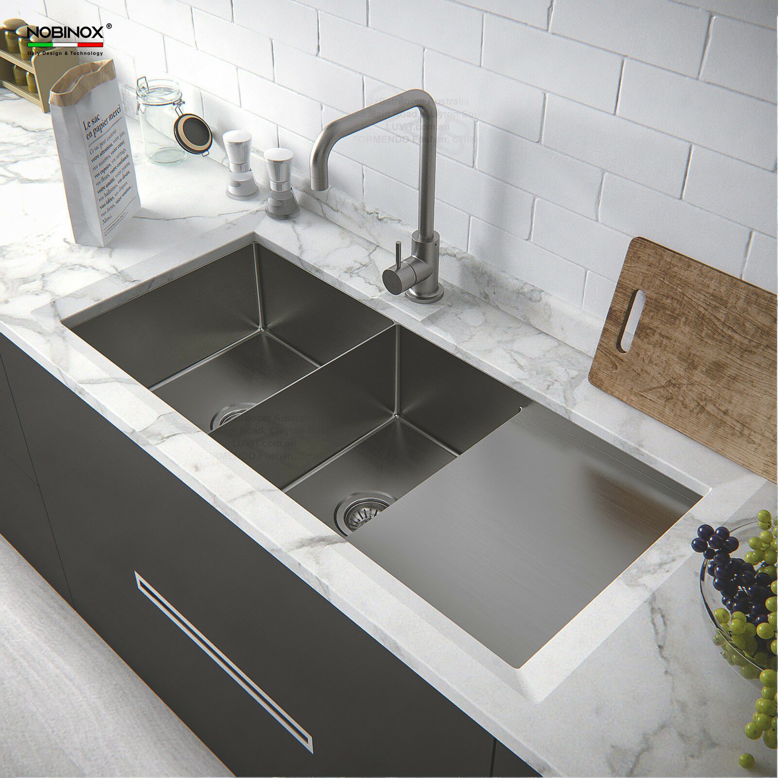 Ảnh công trình thực tế CHẬU RỬA 2 HỘC LIKEN NL748
