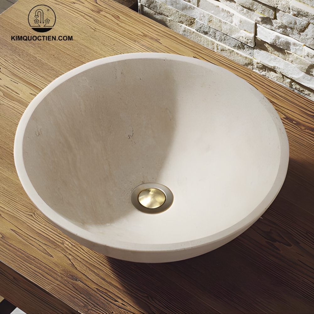 Ảnh công trình thực tế Chậu Rửa Mặt Lavabo Kanly MAR11N Đặt Bàn Đá Tự Nhiên 400×150 mm