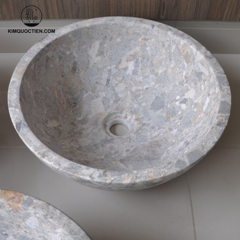 Ảnh công trình thực tế Chậu Rửa Mặt Lavabo Kanly MAR11V Đặt Bàn Đá Tự Nhiên 400×150 mm