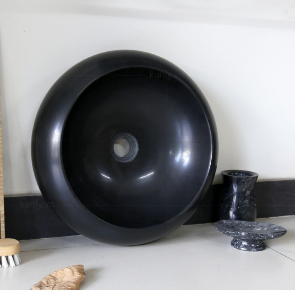 Ảnh công trình thực tế Chậu Rửa Mặt Lavabo Kanly MAR122V Đặt Bàn Đá Tự Nhiên Màu Đen 400×120 mm