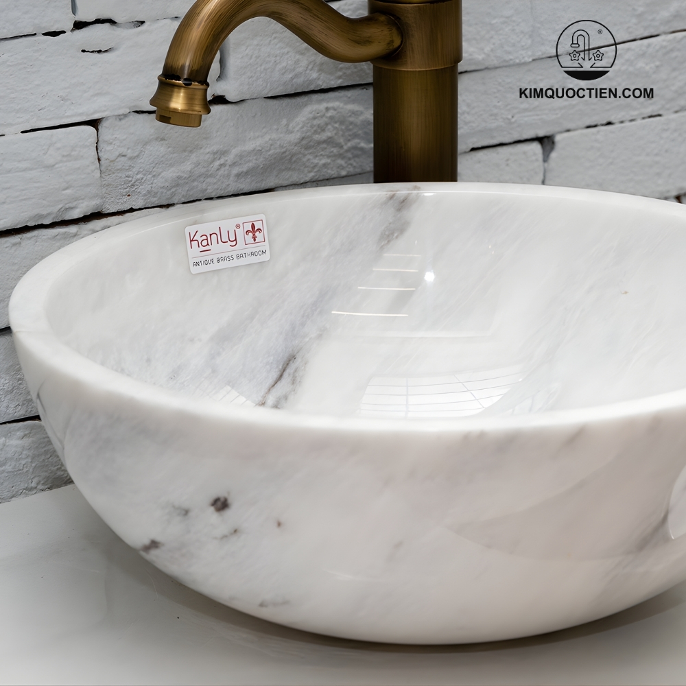 Ảnh công trình thực tế Chậu Rửa Mặt Lavabo Kanly MAR133N Đặt Sàn Trắng Vân Mây