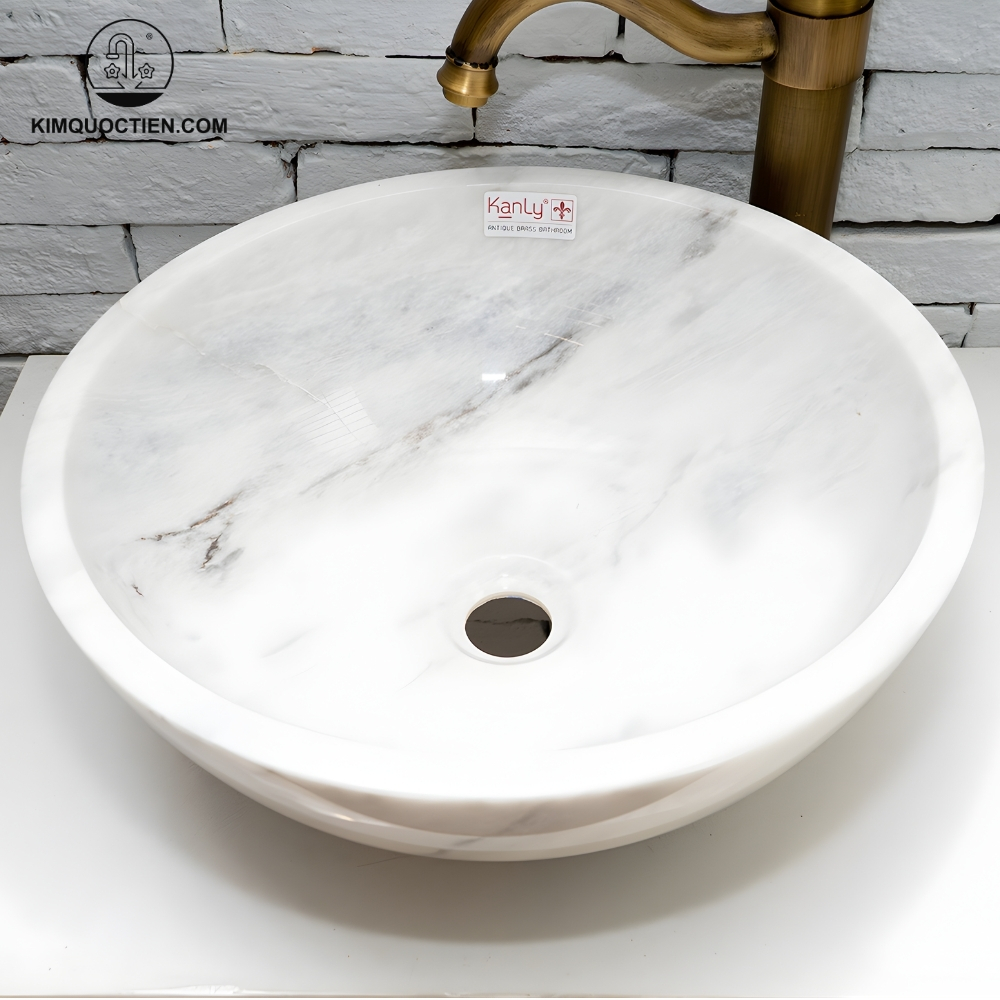 Ảnh công trình thực tế Chậu Rửa Mặt Lavabo Kanly MAR133N Đặt Sàn Trắng Vân Mây