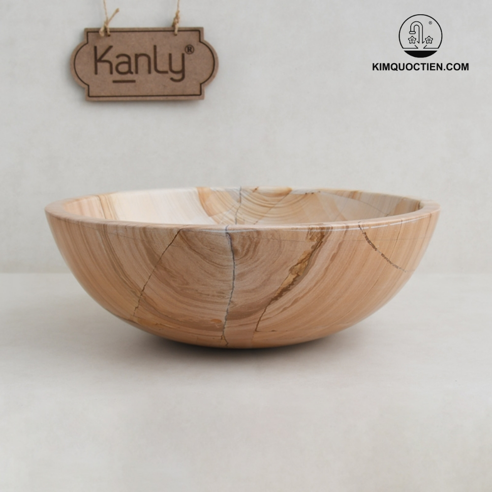 Ảnh công trình thực tế Chậu Rửa Mặt Lavabo Kanly MAR13N Đặt Bàn Đá Marble Tự Nhiên 400×140 mm