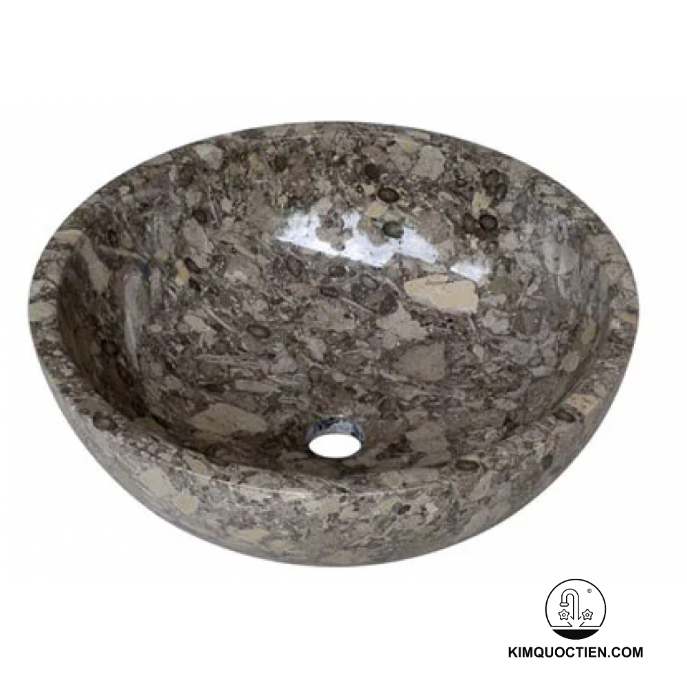 Chậu Rửa Mặt Lavabo Kanly MAR14I Đặt Bàn Đá Marble Tự Nhiên 400×150 mm