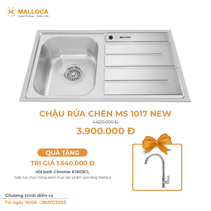 Chậu Rửa Chén MALLOCA MS 1017 NEW INOX 304