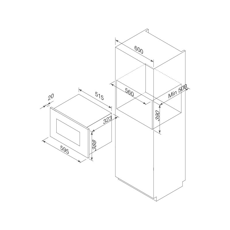 Alternative view of Lò vi sóng âm tủ MALLOCA MW-820 ECO