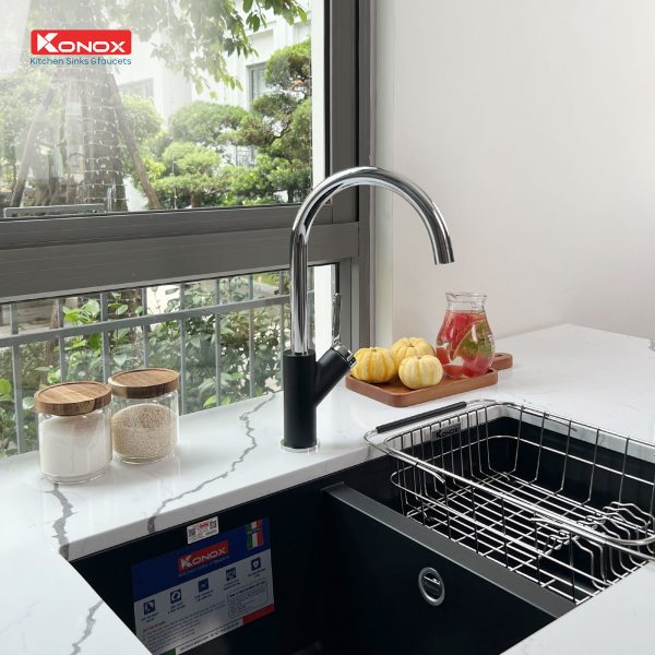 Ảnh công trình thực tế Vòi Rửa Chén KONOX Modo Black