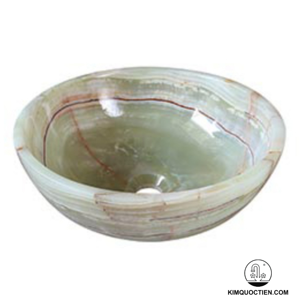 Chậu Rửa Mặt Lavabo Kanly ONY12 Đặt Bàn Đá Marble Tự Nhiên 400×150 mm