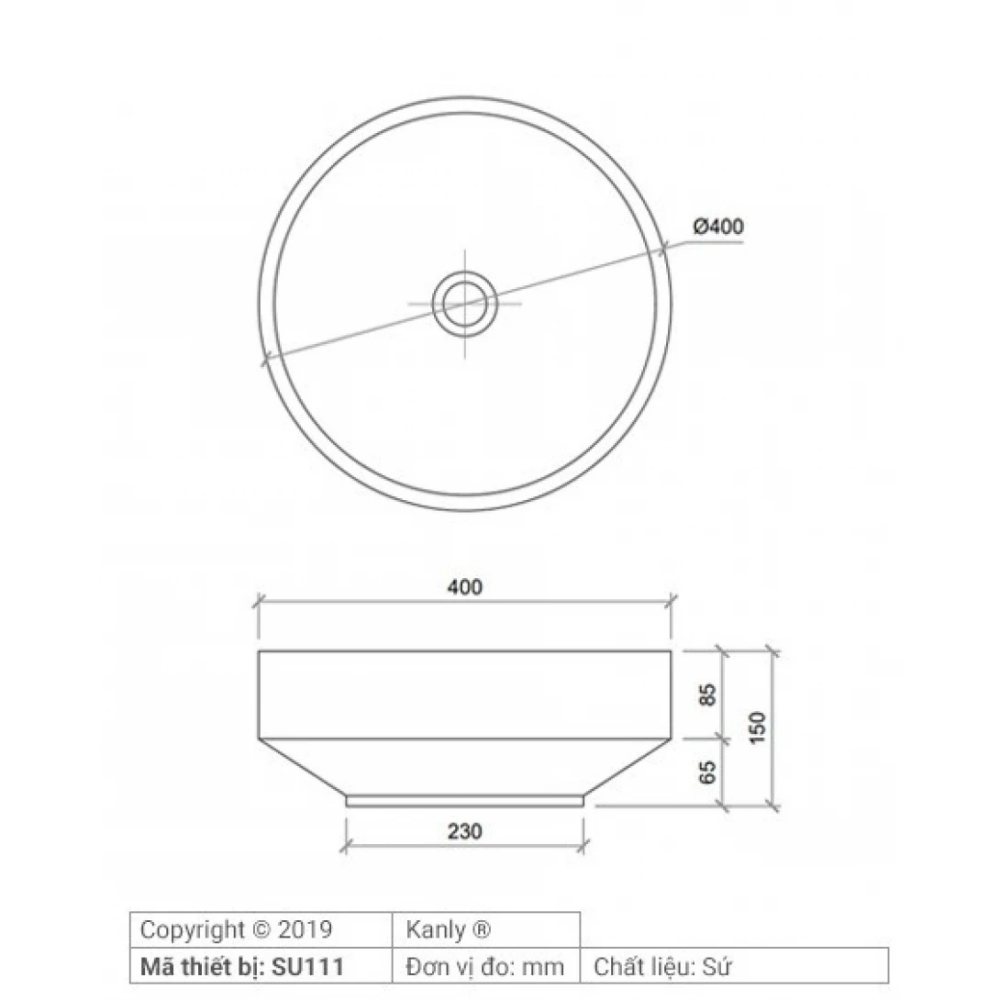 Ảnh công trình thực tế Chậu rửa mặt lavabo màu xanh Kanly SU111 đặt bàn sứ mỹ thuật 400x150mm