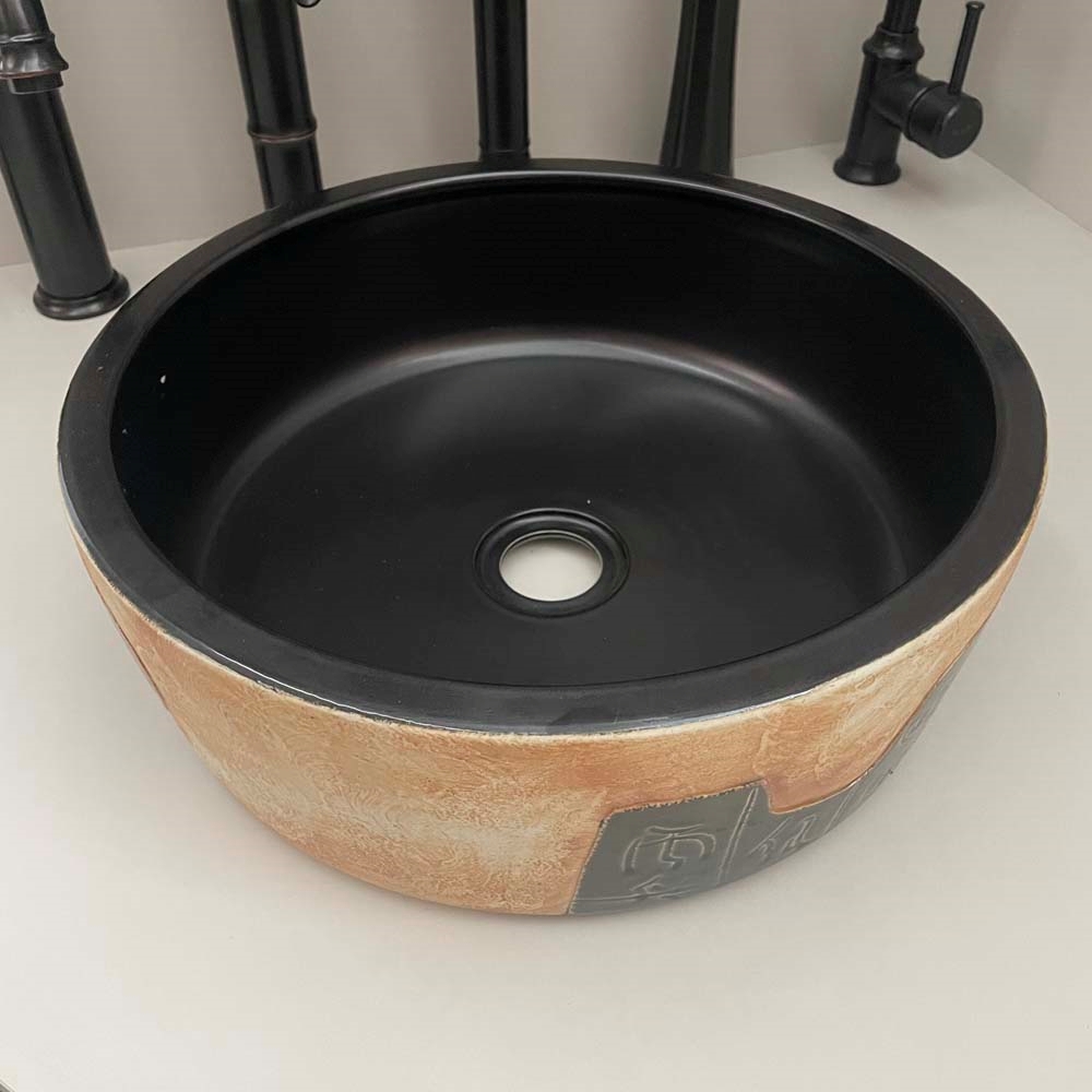 Ảnh công trình thực tế Chậu rửa mặt lavabo Kanly phong cách cổ điển SU116 đặt bàn sứ mỹ thuật 410×150 mm