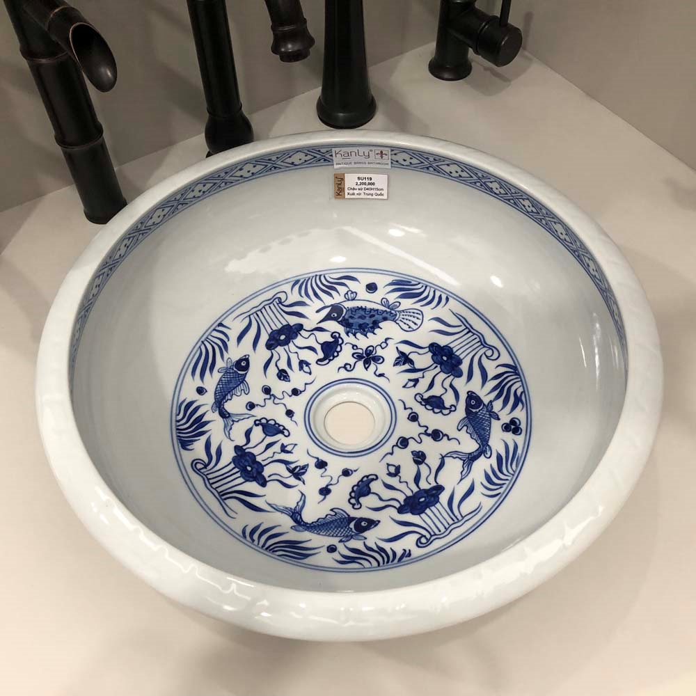 Ảnh công trình thực tế Chậu lavabo đặt bàn Kanly bằng sứ SU119
