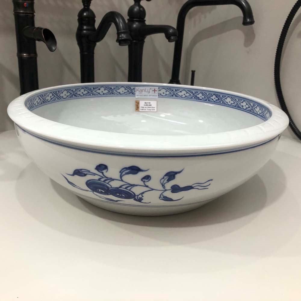 Ảnh công trình thực tế Chậu lavabo đặt bàn Kanly bằng sứ SU119