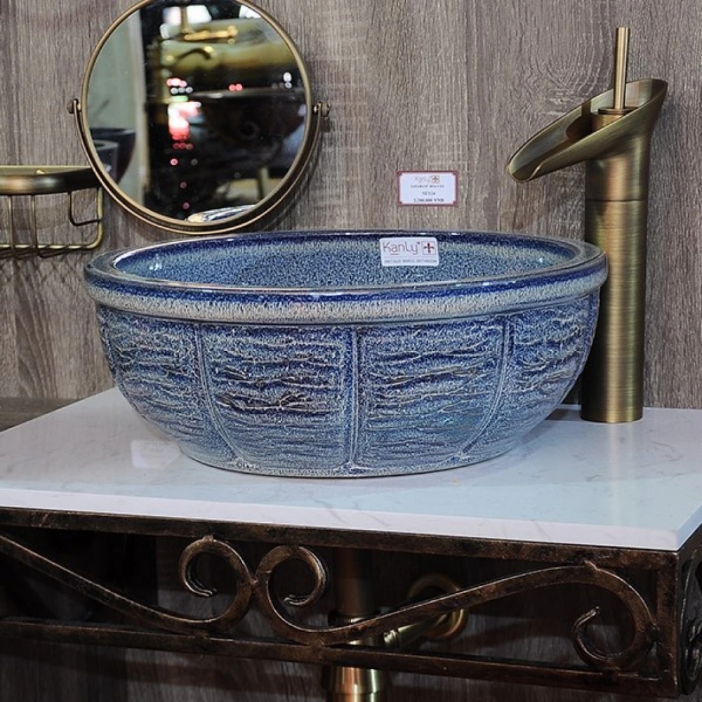 Ảnh công trình thực tế Chậu rửa mặt lavabo Kanly SU124 đặt bàn
