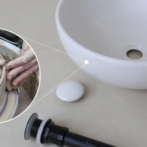 Ảnh công trình thực tế Chậu Lavabo Kanly SU513 Đặt Bàn Sứ Tròn Màu Trắng