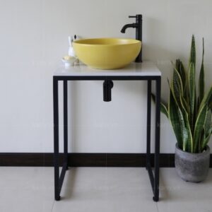 Ảnh công trình thực tế Chậu Lavabo Kanly SU514 Đặt Bàn Sứ Tròn Màu Vàng