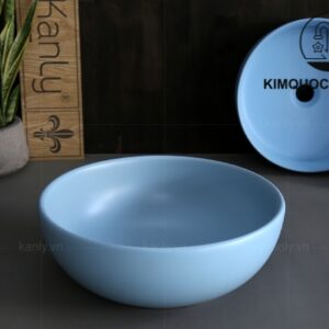 Ảnh công trình thực tế Chậu Lavabo Kanly SU515 Đặt Bàn Sứ Tròn Màu Xanh