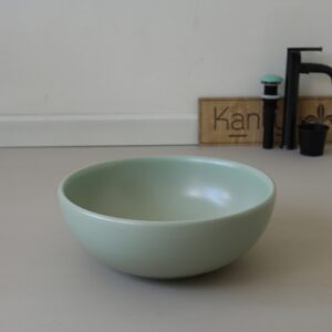 Ảnh công trình thực tế Chậu Lavabo Kanly SU516 Đặt Bàn Sứ Tròn Màu Xanh Ngọc