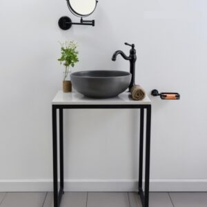 Ảnh công trình thực tế Chậu Lavabo Kanly SU517 Đặt Bàn Sứ Tròn Màu Xám