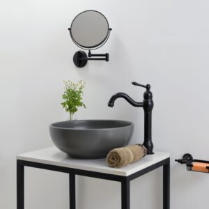 Ảnh công trình thực tế Chậu Lavabo Kanly SU517 Đặt Bàn Sứ Tròn Màu Xám