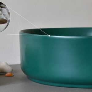 Ảnh công trình thực tế Chậu Lavabo Kanly SU529 Đặt Bàn Sứ Tròn Màu Xanh