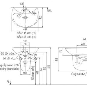 Alternative view of Chân Ngắn Lavabo INAX L-288VC