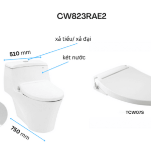 Ảnh công trình thực tế Bồn Cầu TOTO CW823RAE2#W/T53P100VR 1 Khối Nắp Rửa Cơ TCW07S