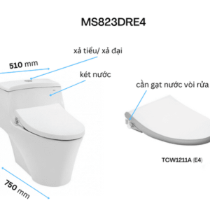 Ảnh công trình thực tế Bồn Cầu TOTO MS823DRE4#XW 1 Khối Nắp Rửa Cơ TCW1211A