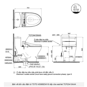Ảnh công trình thực tế Bồn Cầu Điện Tử TOTO MS885DW16#XW Kèm Nắp Rửa Điện Tử WASHLET Dòng C2 – TCF23410AAA (220V)